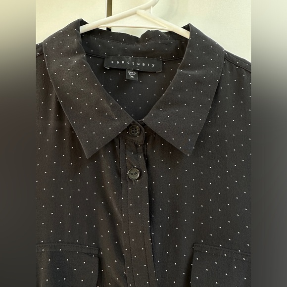 Sanctuary Silk blouse, black white dots, medium - Picture 4 of 6